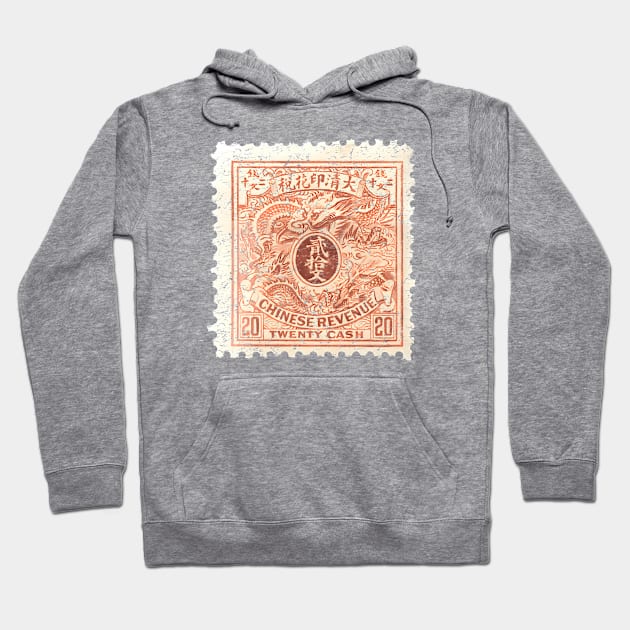 Vintage Asian chinese dragon stamp Hoodie by 8 Fists of Tees